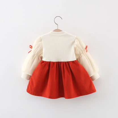 Newborn Baby Girls Long Sleeve Polo Collar Coat with High Collar Dress