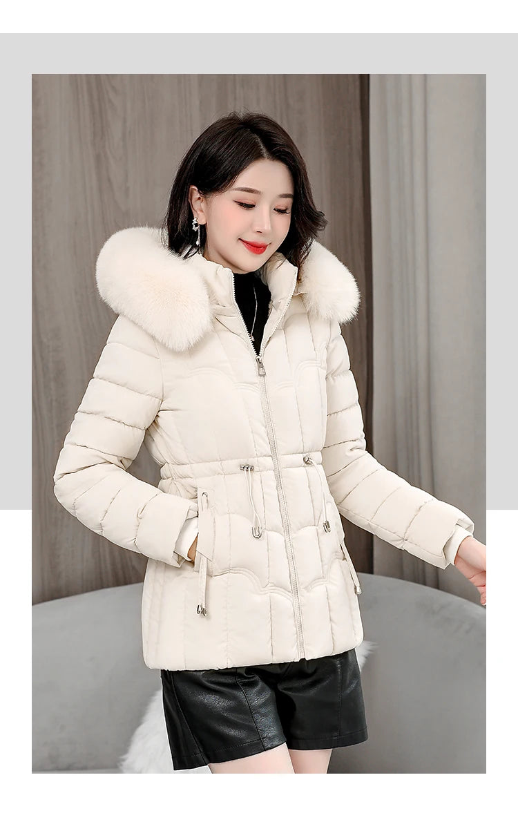 Parka d'hiver à capuche matelassée en coton pour femme