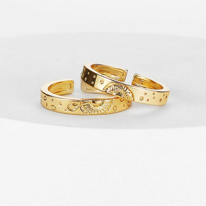 Adjustable Sun and Moon Couple Promise Rings – Matching Yin Yang Open Band