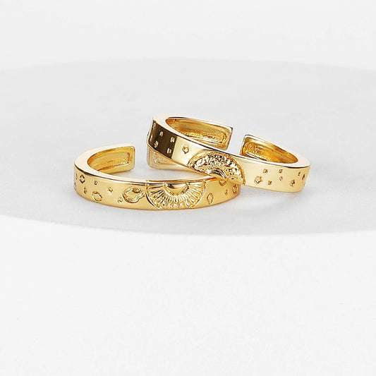 Adjustable Sun and Moon Couple Promise Rings – Matching Yin Yang Open Band