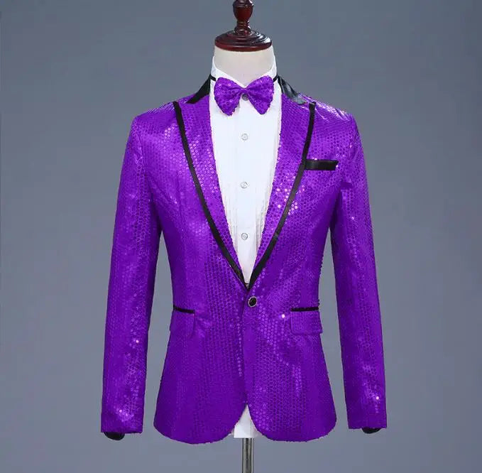 Flacher, heißer, mit Gold besetzter Herrenanzug aus Samt, 2-teiliges Set – Hochzeitsbankettkleid mit Hose