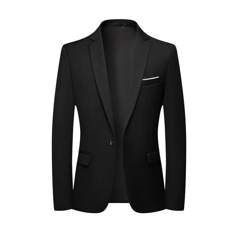 Men's Slim Fit Solid Color Single Breasted Blue Blazer