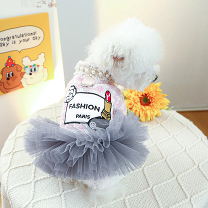 Robe à fleurs de thé rose pour chien - Vêtements pour chiens de petite et moyenne taille