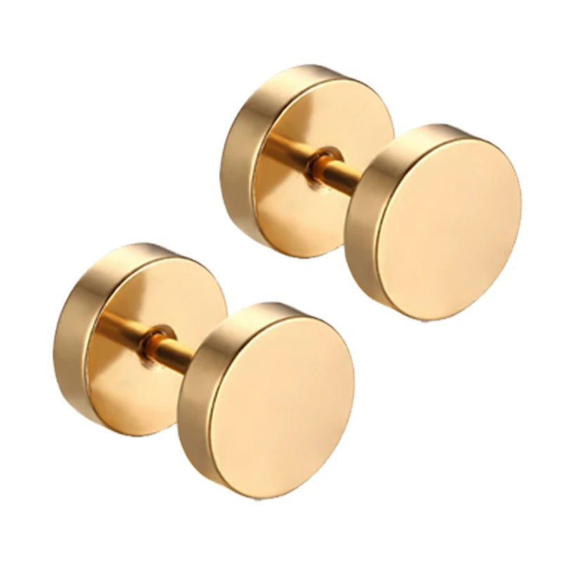 Boucles d'oreilles à tige en bois et acier inoxydable pour hommes, 1 paire