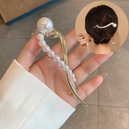 Pinces à cheveux géométriques en métal avec perles coréennes