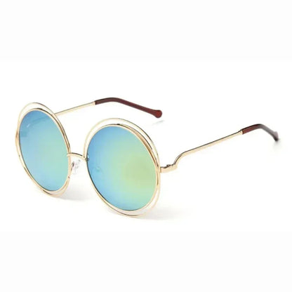 Women's Metal Frame Oversized Mirror Sunglasses