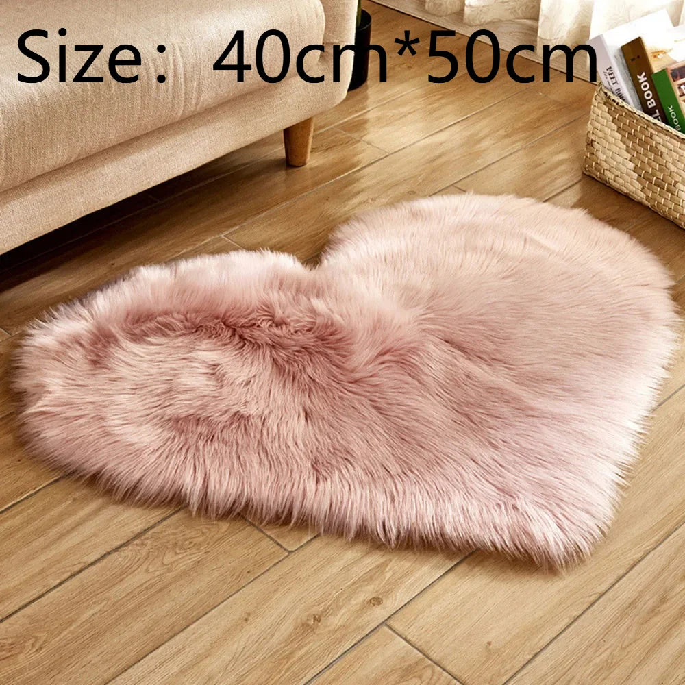 Heart Shaped Anti-Slip Faux Fur Rugs