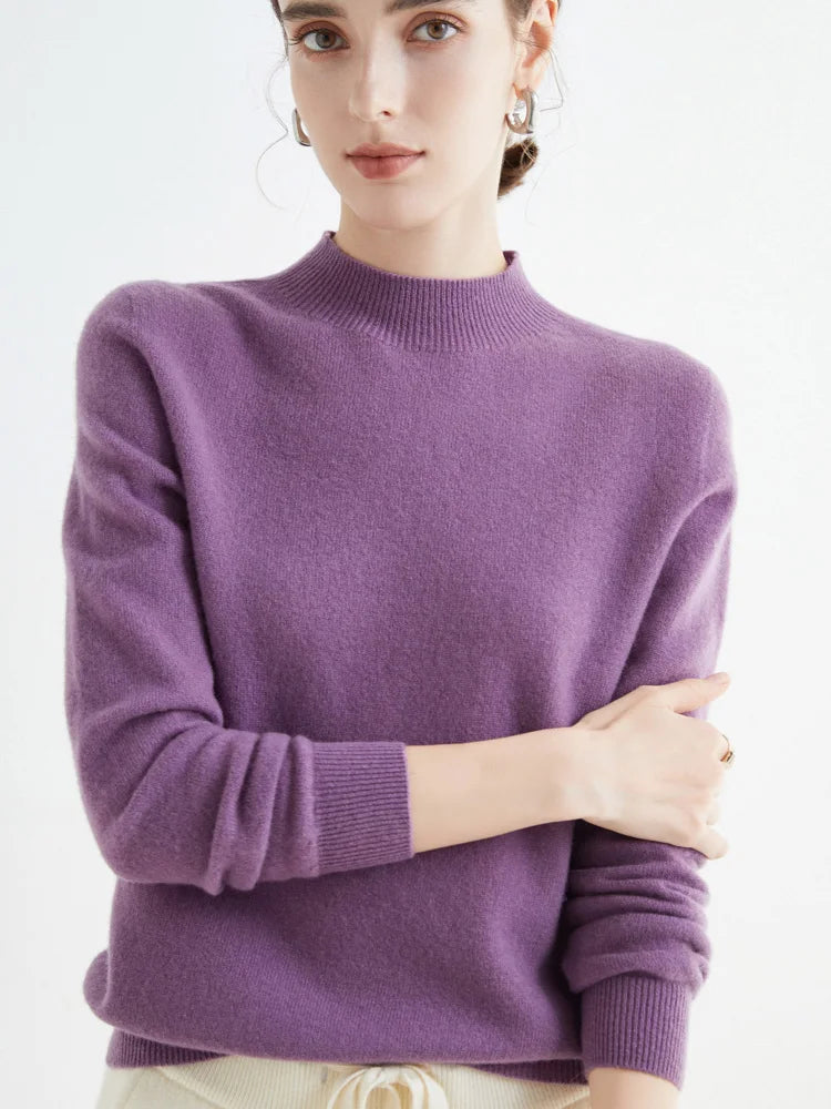 Women's Pure Woolen Slim Knitted Cashmere Sweater