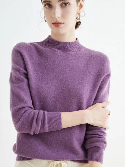Women's Pure Woolen Slim Knitted Cashmere Sweater
