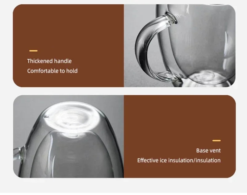 Tasse en verre transparente à double paroi résistante à la chaleur