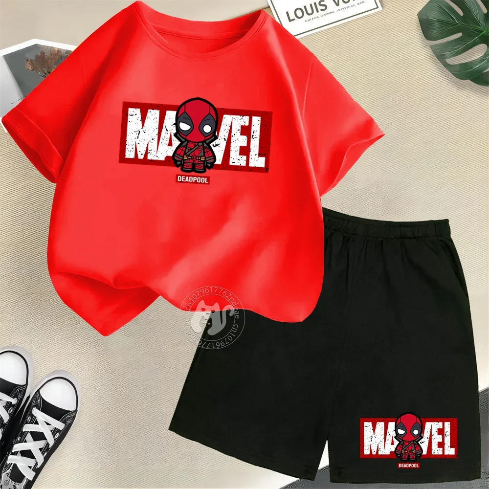 Niedliche Kurzarm-Outfits aus Baumwolle mit Cartoon-Print für Kinder