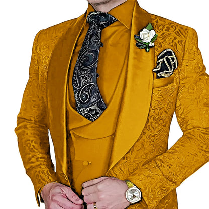 High-Quality Jacquard Men's 3-Piece Suit Set