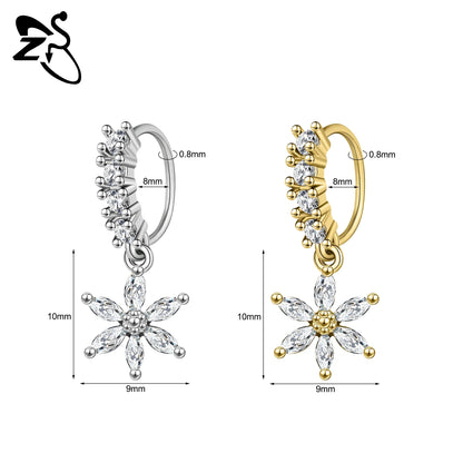 Hochwertige baumelnde Nasenringe mit CZ-Herzen für Frauen