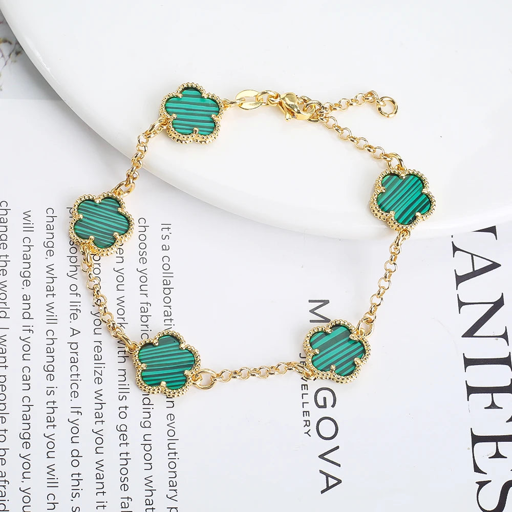 Gold-Plated Hollow Plum Blossom Double-Sided anklet Bracelet