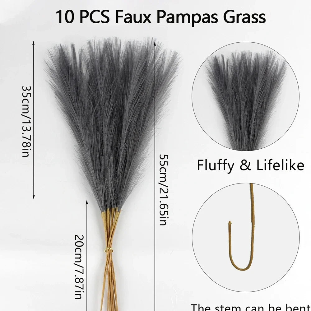 10Pcs Artificial Pampas Grass Fake Plant