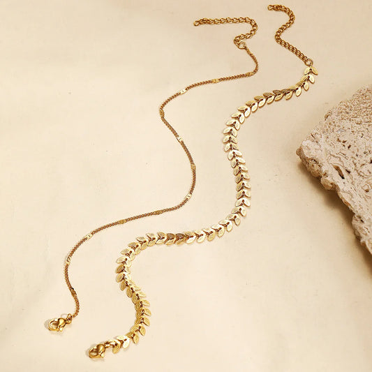 Waterproof Wheat Ear Chain Boho Anklet—Multi-Layer Gold Plated Non-Fading Non Tarnish Anklet