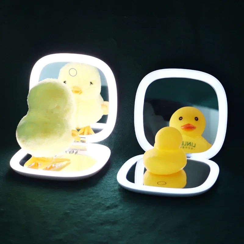 Miroir de maquillage pliable à LED rechargeable par USB avec grossissement 10X