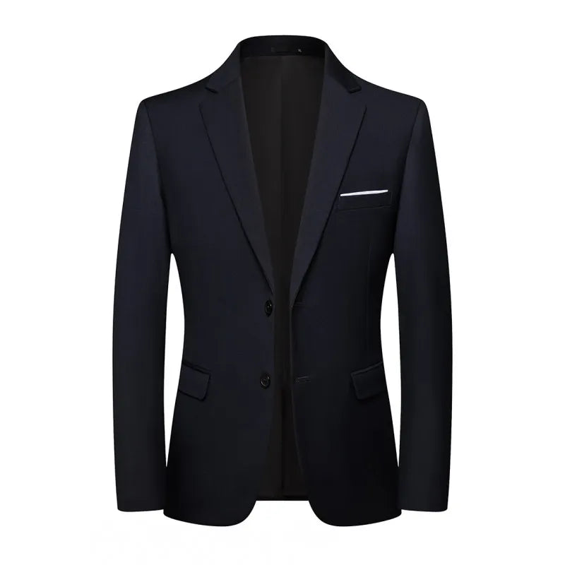 Men's Slim Fit Solid Color Single Breasted Blue Blazer