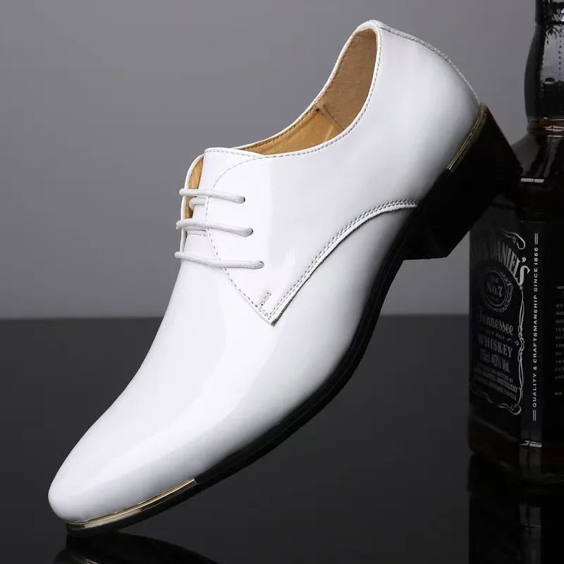 Chaussures habillées italiennes Oxford en cuir verni pour hommes
