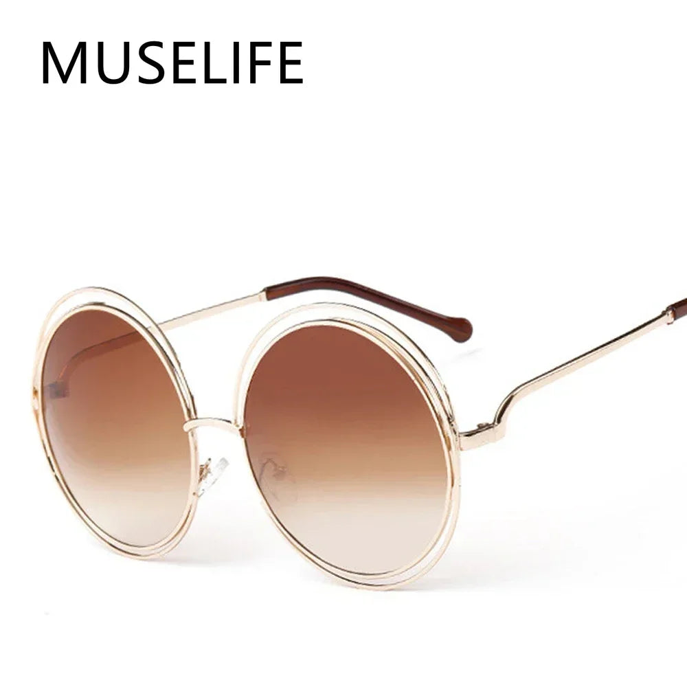 Women's Metal Frame Oversized Mirror Sunglasses