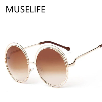Women's Metal Frame Oversized Mirror Sunglasses