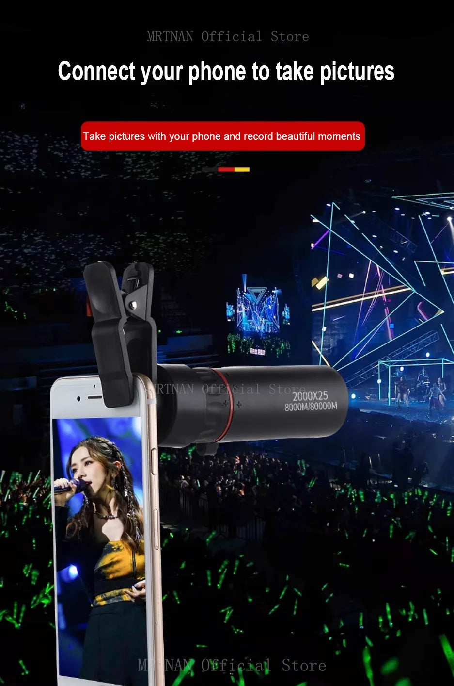 Mini tragbares 2000x25 HD Monokular-Teleskop - Handy-Teleskop