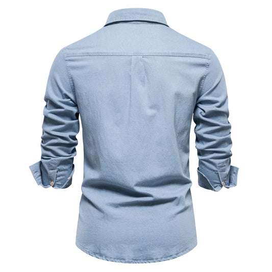Men's Denim Casual Long Sleeve Shirt