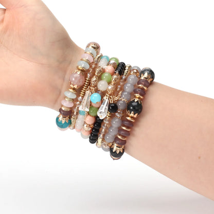 Multilayered Stackable Bead Bracelets for Women's