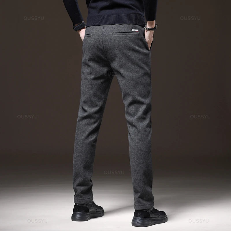 Winter Warm Fleece Casual Men Pants