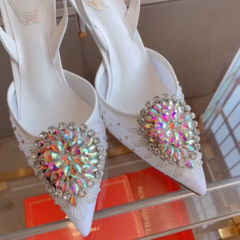 Pearl Decor Slingback Summer High Heels For Women