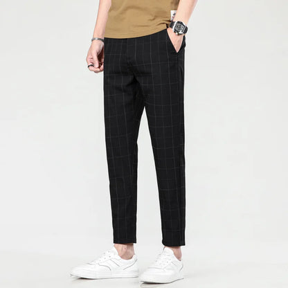 Men's Ice Silk Straight Elastic Waist Formal Pants