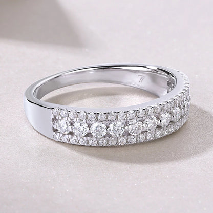 Bague demi-alliance en moissanite pour femme - Alliance scintillante en argent sterling S925