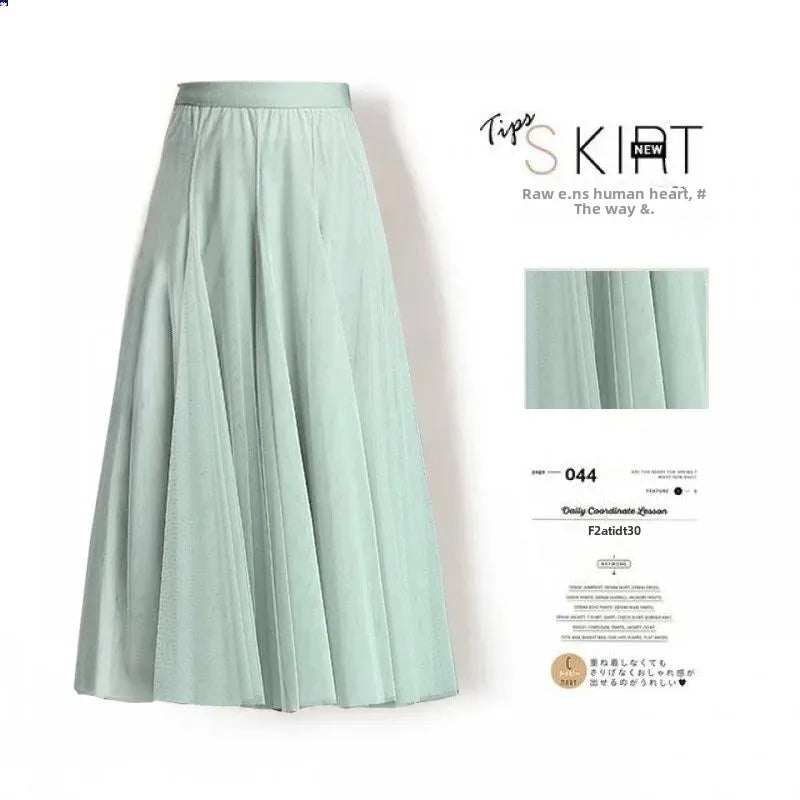 Damen-A-Linien-Rock mit hohem Bund und Falten