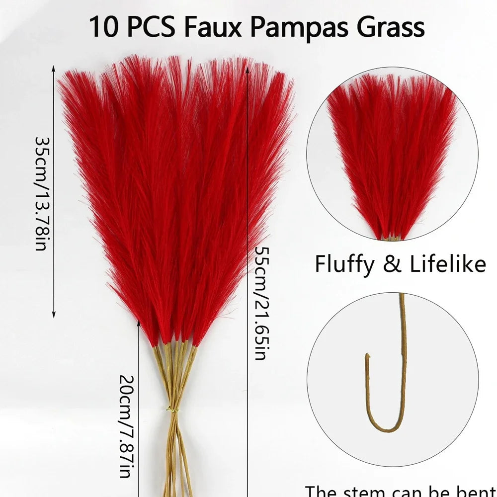 10Pcs Artificial Pampas Grass Fake Plant
