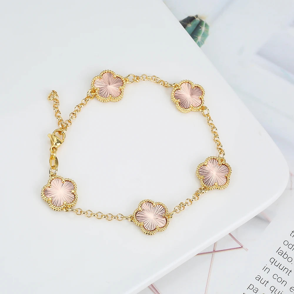Gold-Plated Hollow Plum Blossom Double-Sided anklet Bracelet