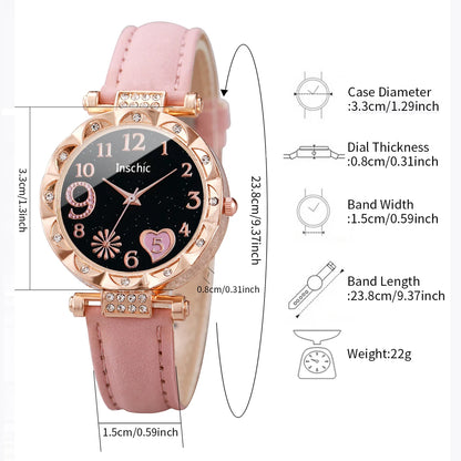 Montre multicolore pour femme, bracelet en cuir PU avec bracelet