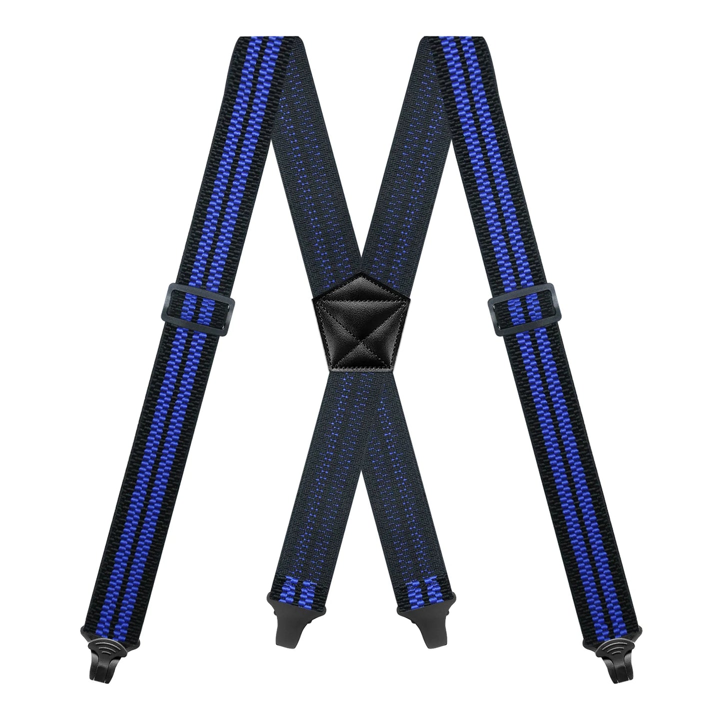 Heavy Duty Men’s Suspenders 3.8cm Wide X-Back Work Braces with 4 Strong Plastic Gripper Clasps – Adjustable Elastic Trouser Suspenders