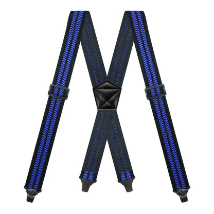 Heavy Duty Men’s Suspenders 3.8cm Wide X-Back Work Braces with 4 Strong Plastic Gripper Clasps – Adjustable Elastic Trouser Suspenders
