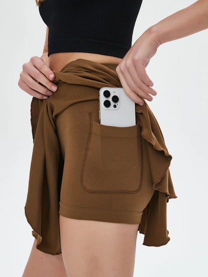 Damen-Tennisrock mit hohem Bund und Shorts – Atmungsaktive, schnelltrocknende Sportbekleidung für Laufen und Yoga