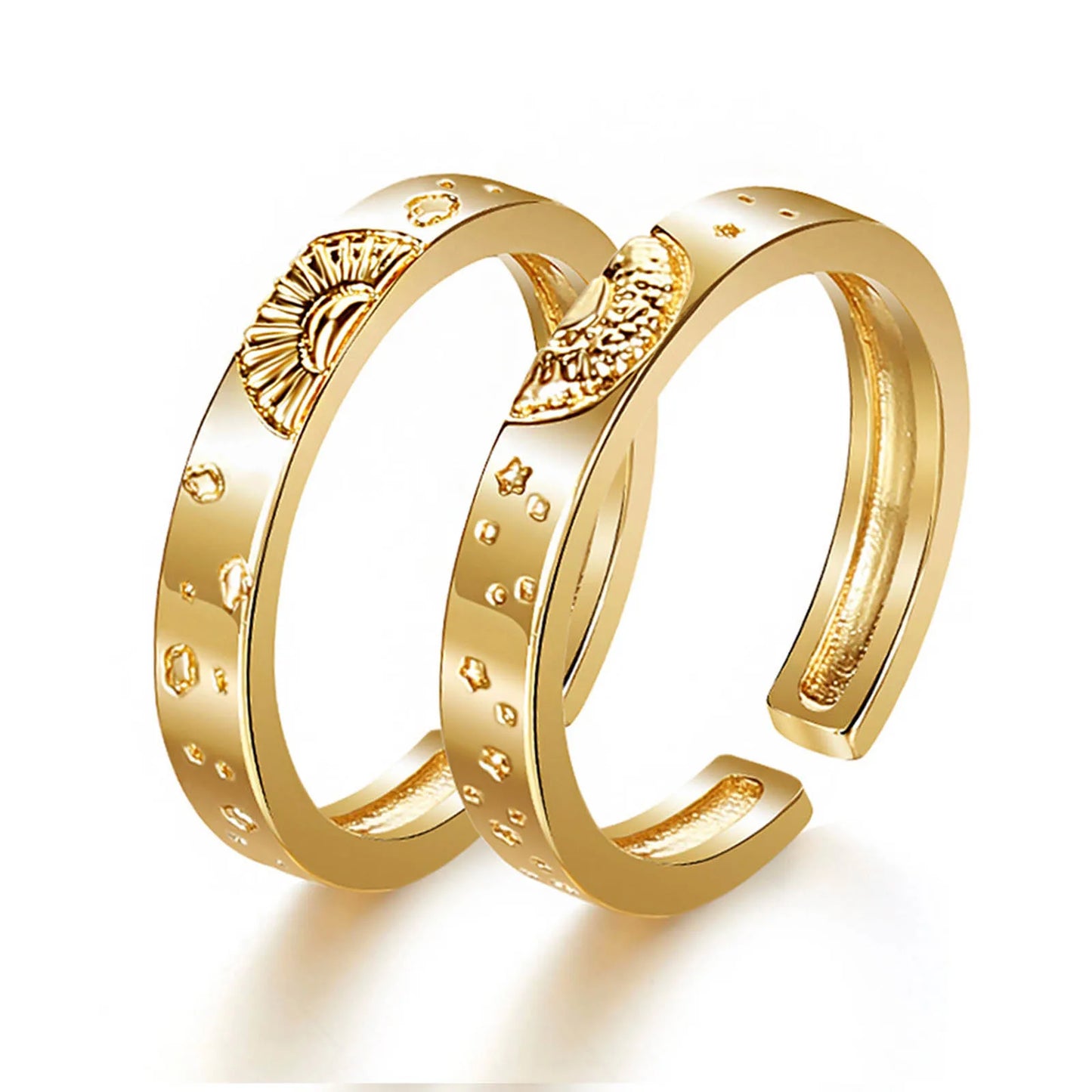 Adjustable Sun and Moon Couple Promise Rings – Matching Yin Yang Open Band