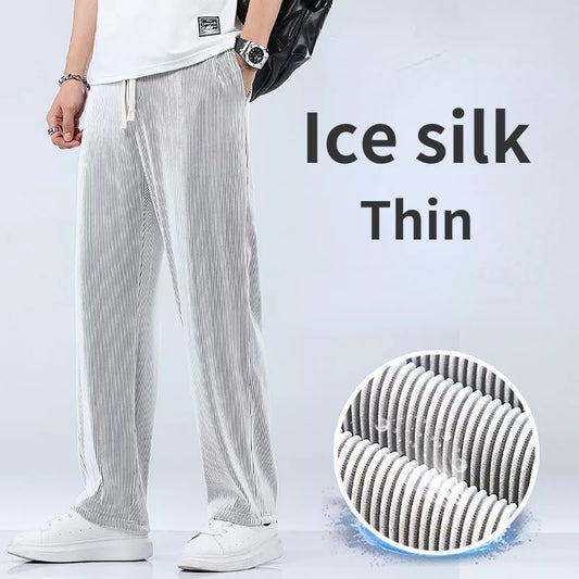 Pantalon de sport en soie glacée coupe ample pour hommes