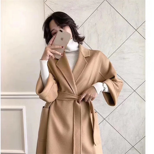 Women's Handmade Double-Sided Woollen Long Coat