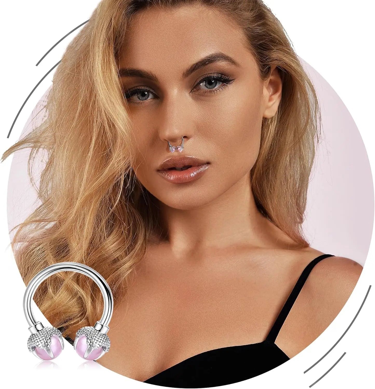 8-teiliges Set rosa Septum-Nasenringe – Nasenpiercing aus Edelstahl in Hufeisenform