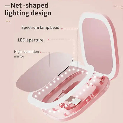 Miroir de maquillage compact à LED avec grossissement 1X/3X