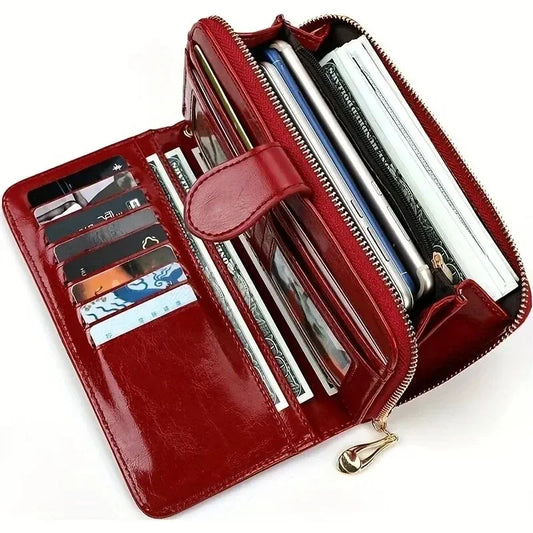 Portefeuille-bracelet en cuir PU pour femme, grande capacité, pochette pour téléphone