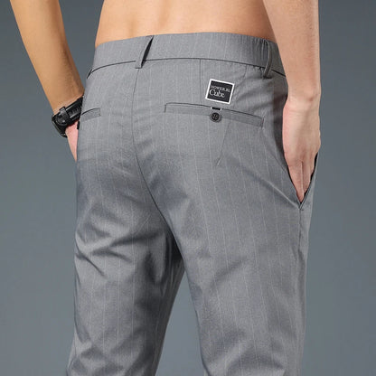 Men's Lightweight Zipper Fly Striped Summer Pants