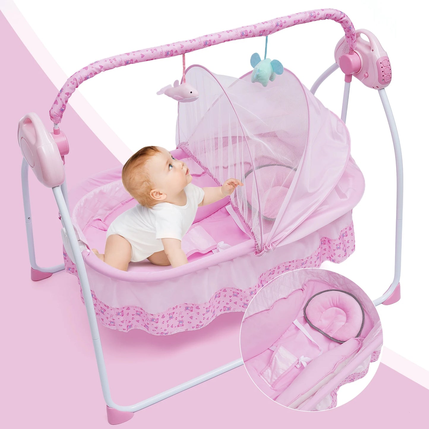5 Gears Electric Auto-Swing Baby Crib Cradle Sleep Bed