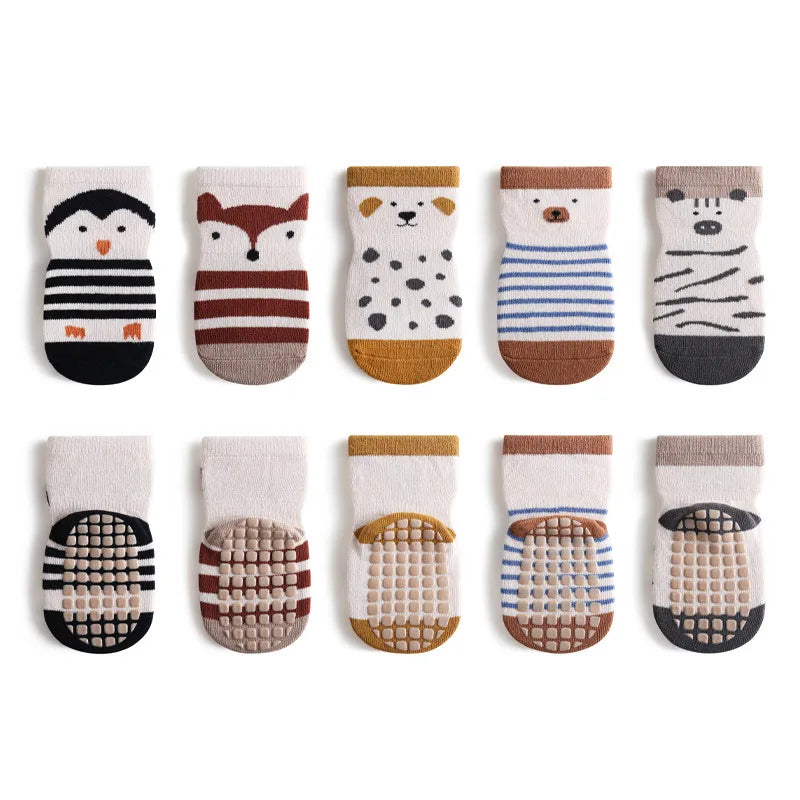 Chaussettes d'été antidérapantes pour bébé à imprimé animal