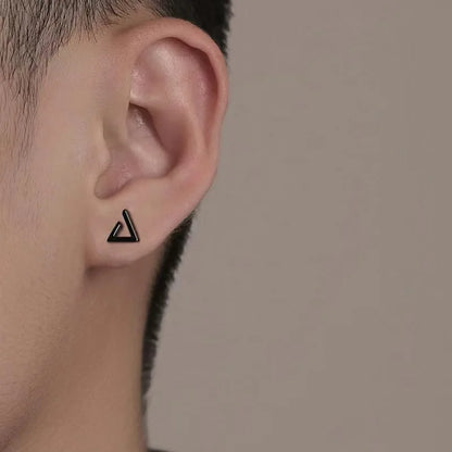 Boucles d'oreilles minimalistes en acier titane pour hommes - Goujons ronds noirs à goutte d'huile