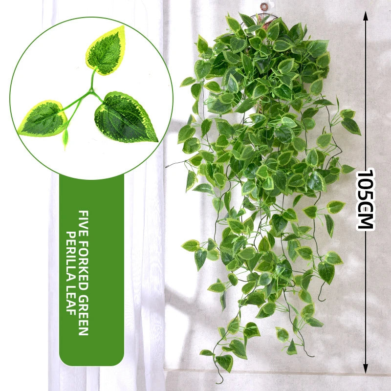 Artificial Hanging Plant Fake Ivy Leaves Vine Porch Garden Pot Indoor Outdoor Decor